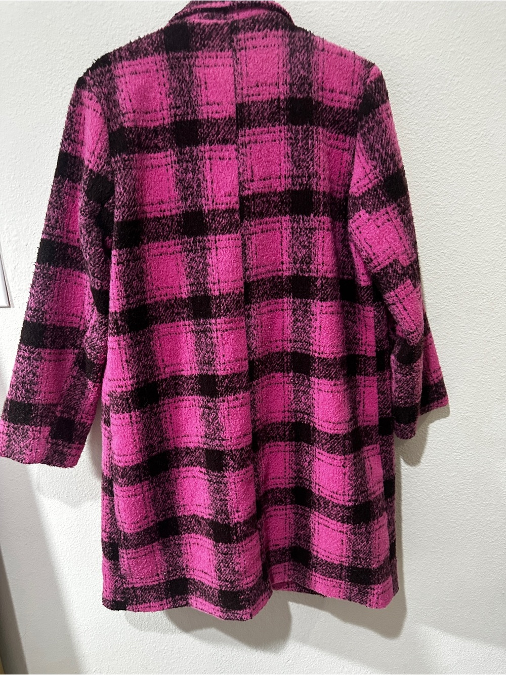 HYFVE Pink and Black Plaid Double-Breasted Pea Coat - Picture 9 of 10